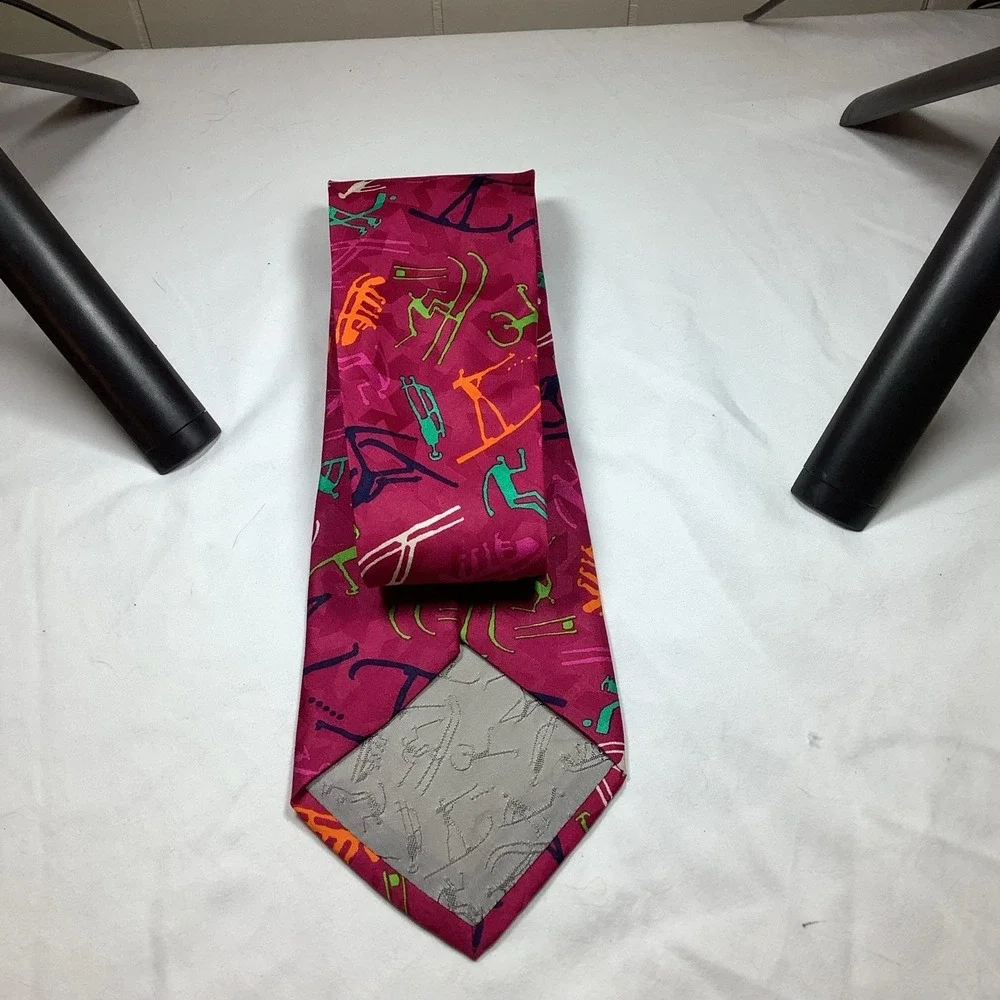 Lillehammer 94 Winter‎ Olympics 1994 Silk Tie Skiing Magenta